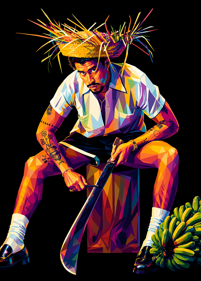 Bad Bunny Low Poly Art Portrait