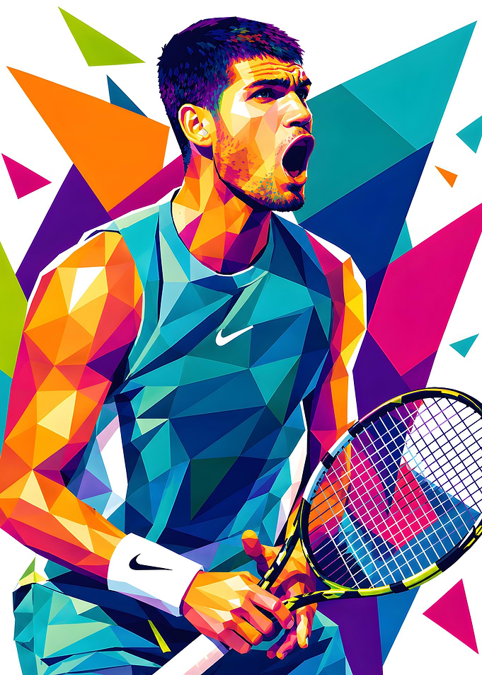 Carlos Alcaraz Geometric Pop Art Portrait
