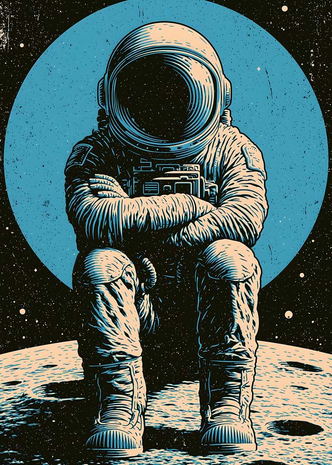 Astronaut Sitting on the Moon