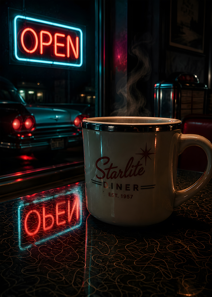 Midnight Diner Coffee Cup Neon