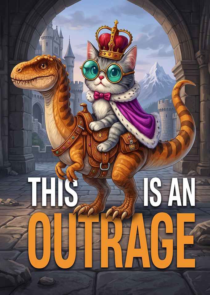 Cat Riding a Dinosaur Dungeon