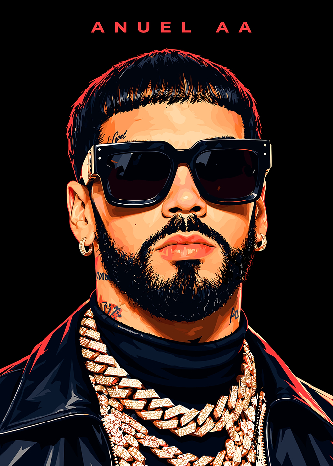 Anuel AA Digital Portrait Illustration