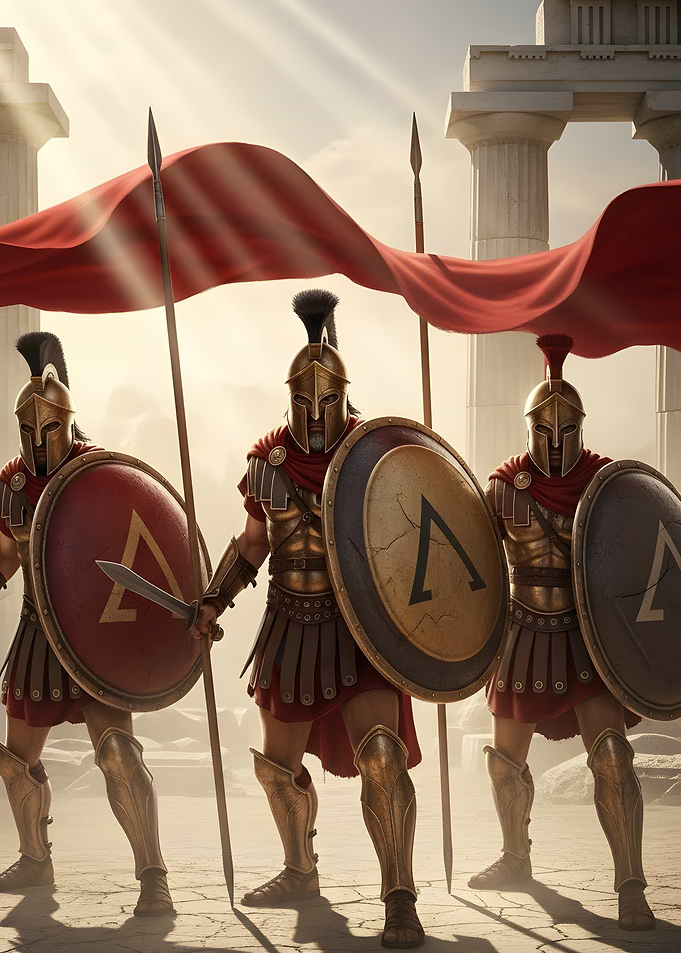 Spartan Warriors Standing in Formation