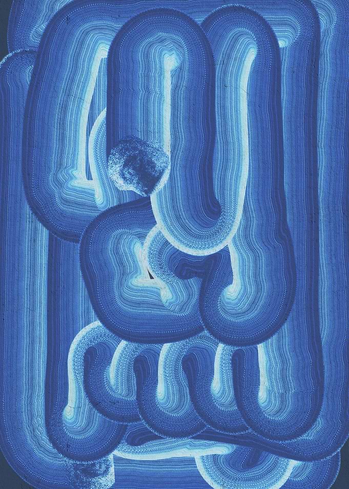 Abstract Blue Swirls Painting