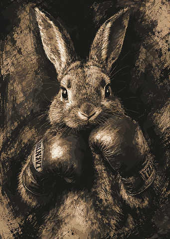 Boxing Rabbit Artistic Portrait