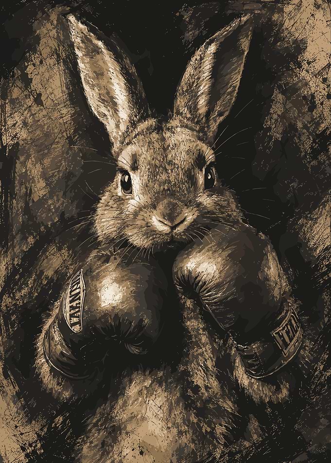 Boxing Rabbit Artistic Portrait