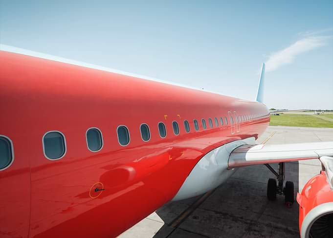 Vibrant Red Airplane Exterior View