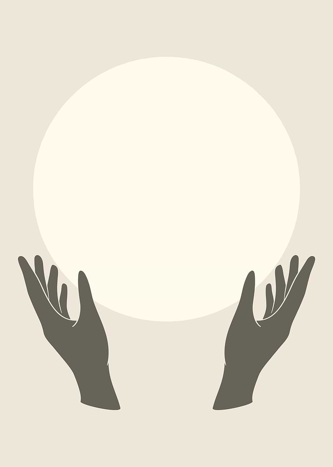 Minimalist Hands Holding a Moon