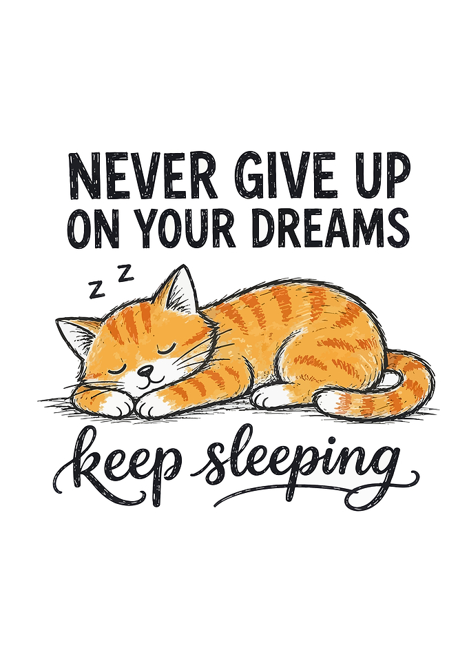 Funny Sleeping Cat Inspirational Quote