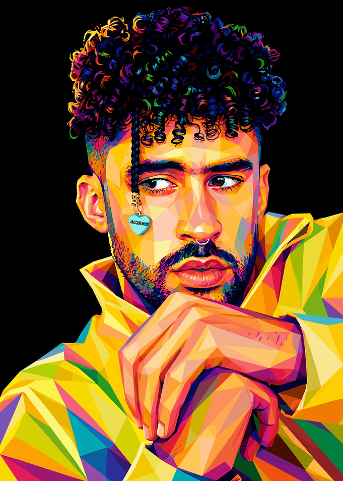 Low Poly Portrait of Bad Bunny