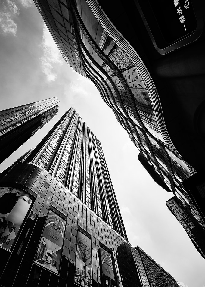 Low Angle View of Modern Skyscrapers