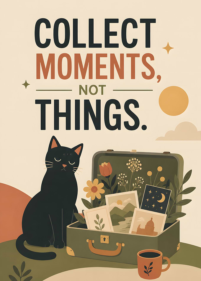 Collect Moments Not Things Cat Poster