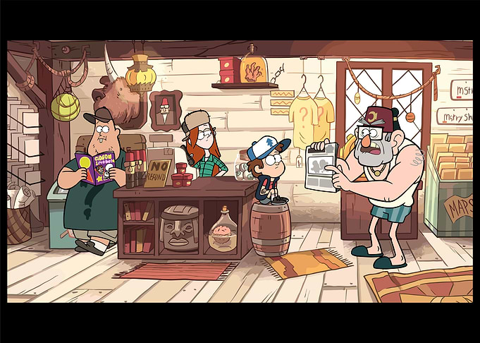 Gravity Falls Mystery Shack Interior Scene