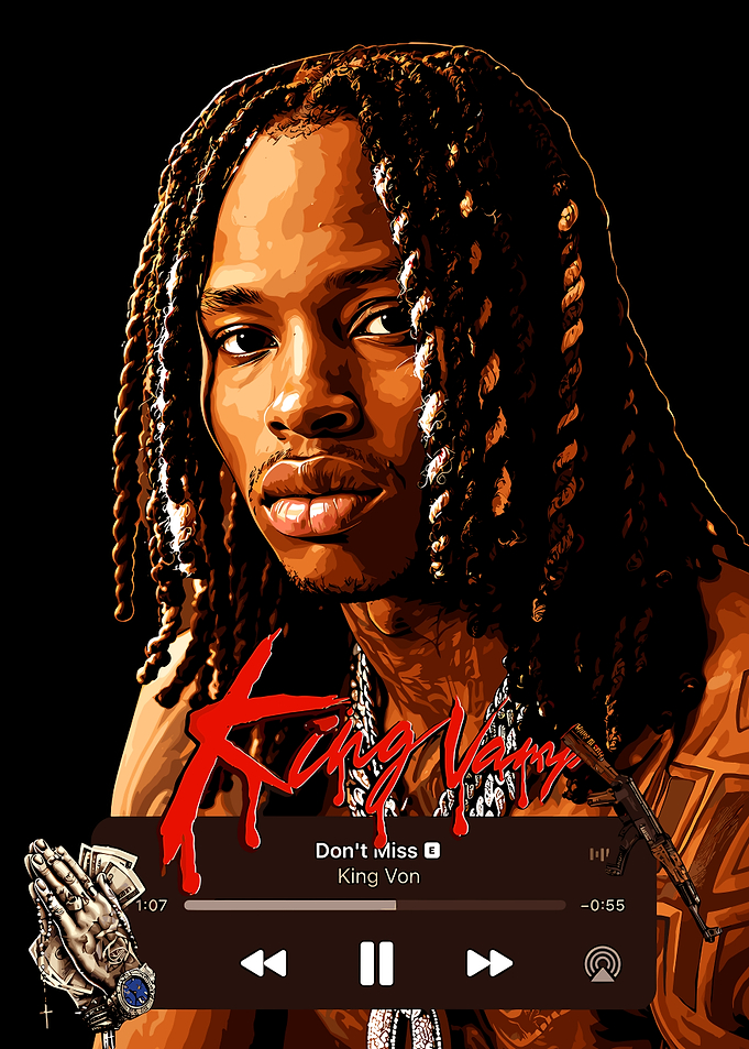 King Von Digital Portrait Music Poster