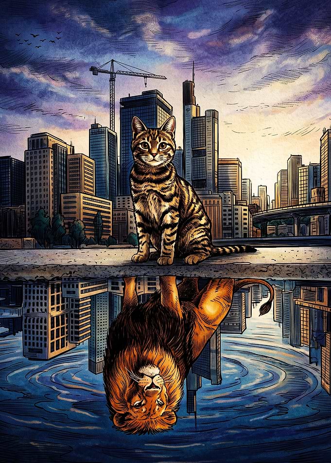 Cat Reflecting as a Lion