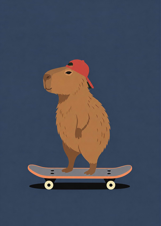 Cool Capybara on a Skateboard