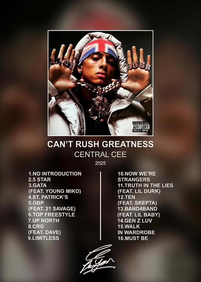 Central Cee Can't Rush Greatness Poster