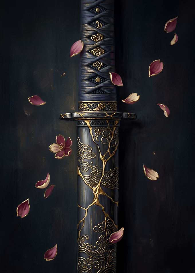 Kintsugi Katana with Cherry Blossoms