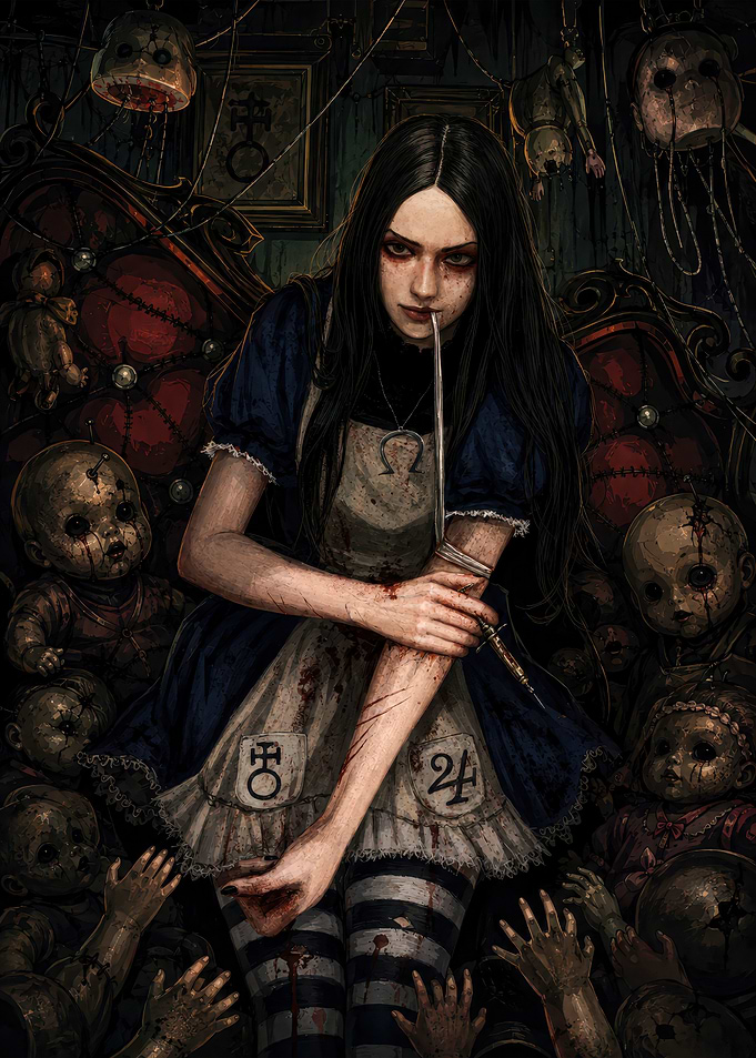 Dark Alice in Wonderland Horror Art