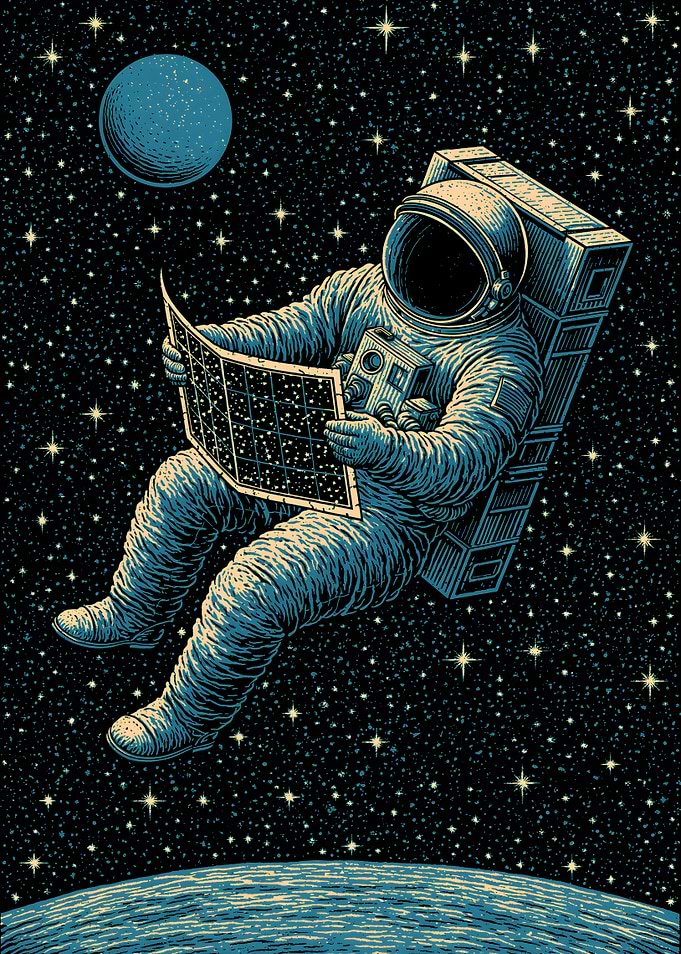 Astronaut Reading a Star Map