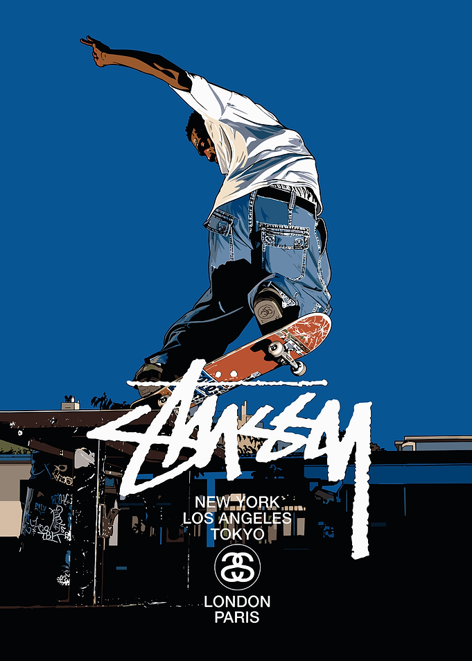 Stüssy Skateboarder Graphic Poster