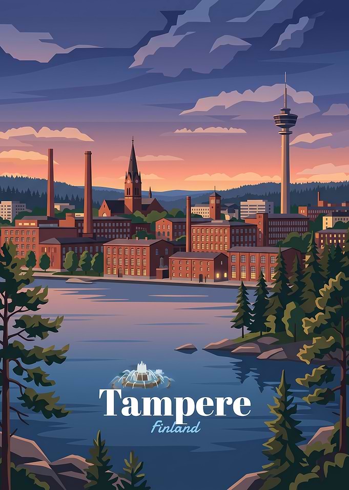 Tampere Finland Travel Poster