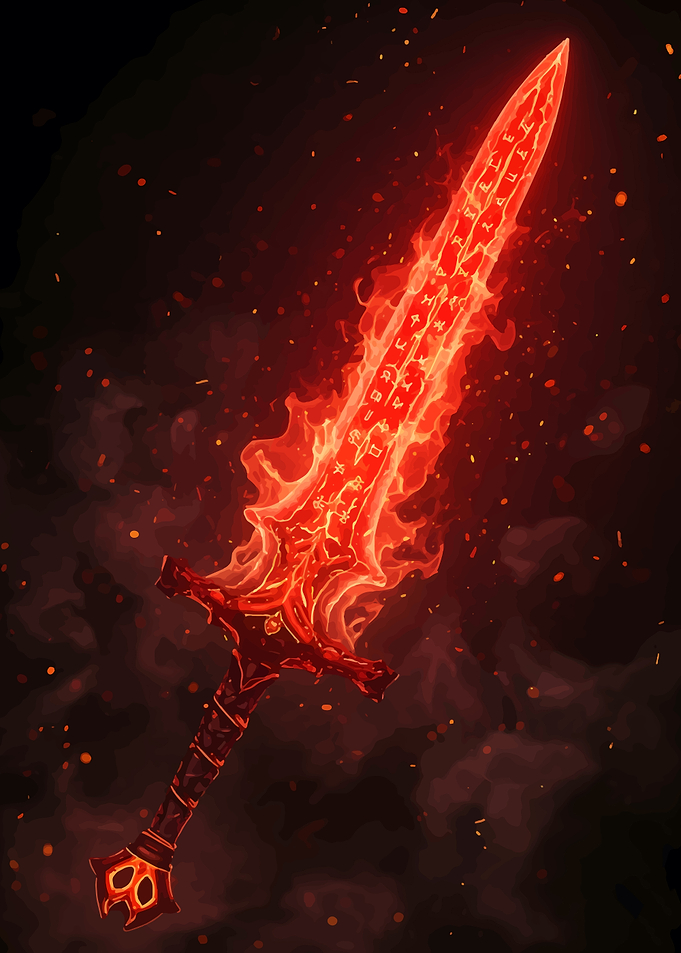 Glowing Enchanted Flaming Fantasy Sword