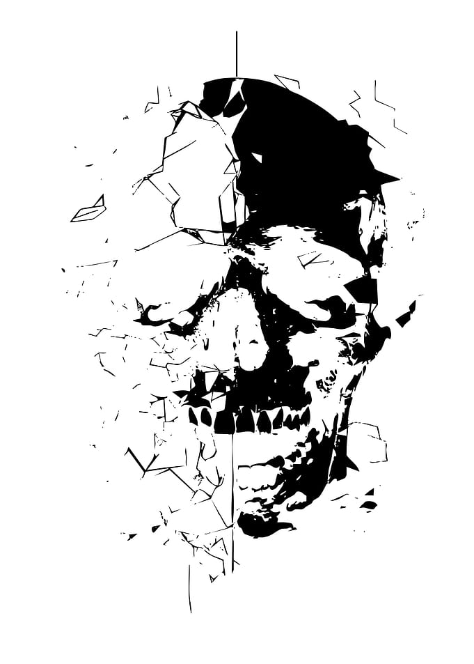 Shattered Skull Minimalist Graphic