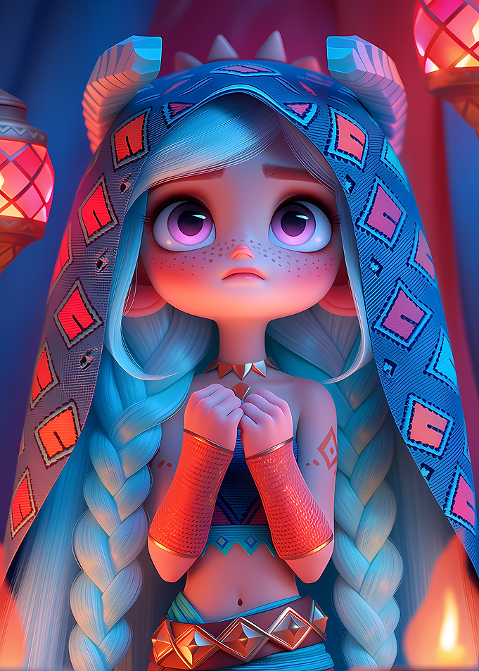 Cute Fantasy Girl with Braided Hair