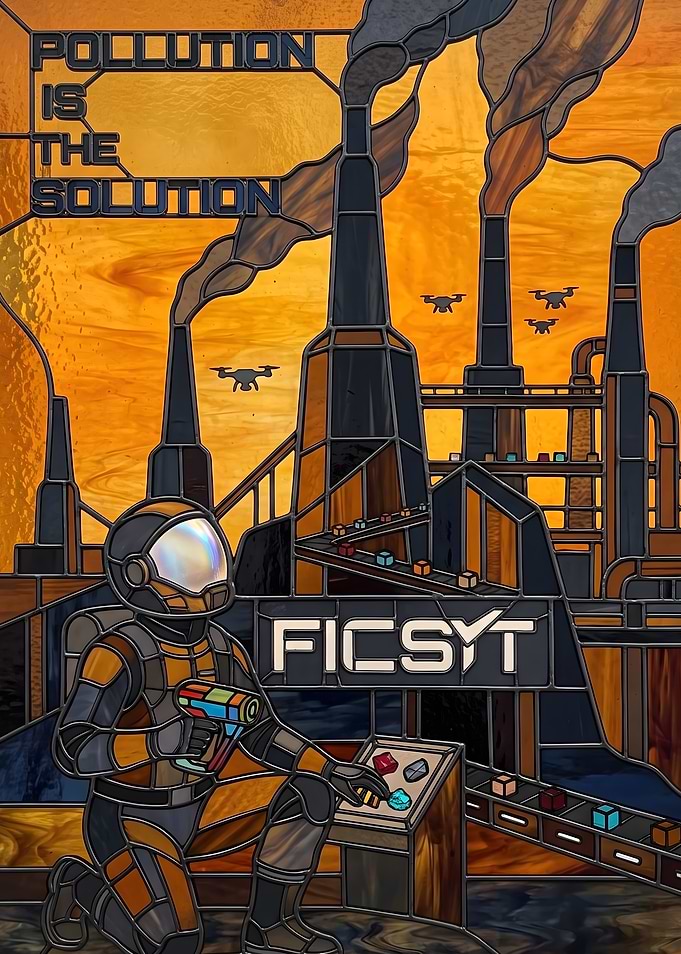 Satisfactory Game Stained Glass Poster