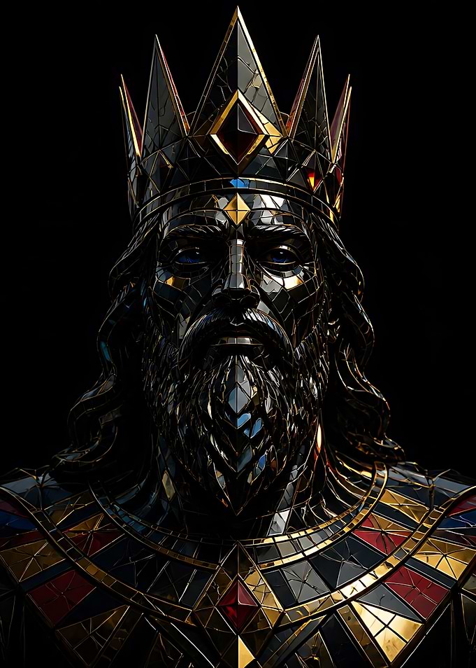 Stained Glass Mosaic King Portrait
