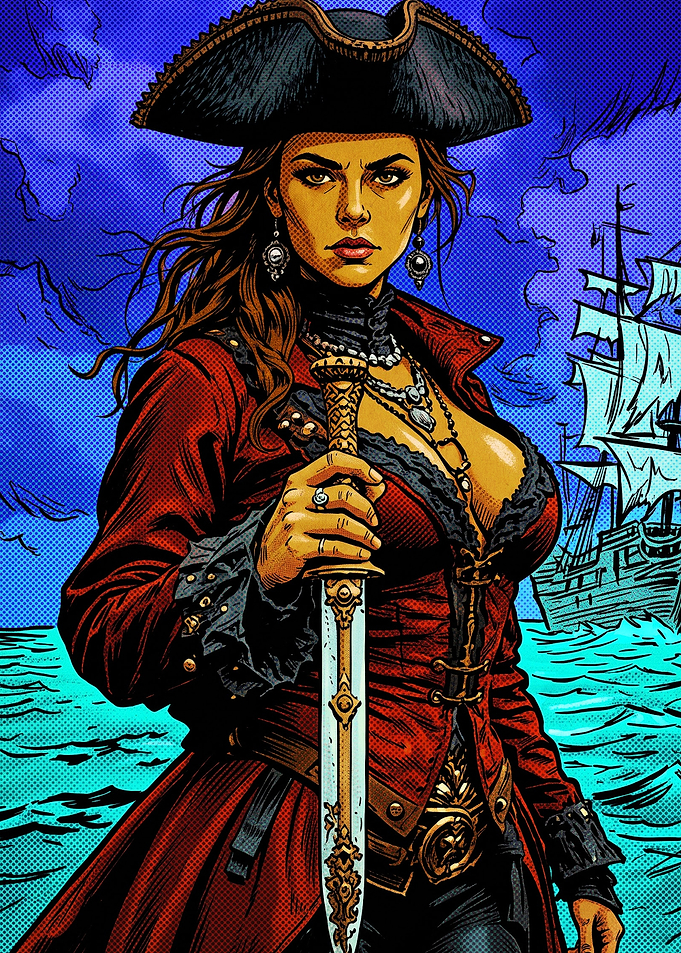 Female Pirate Captain with Dagger