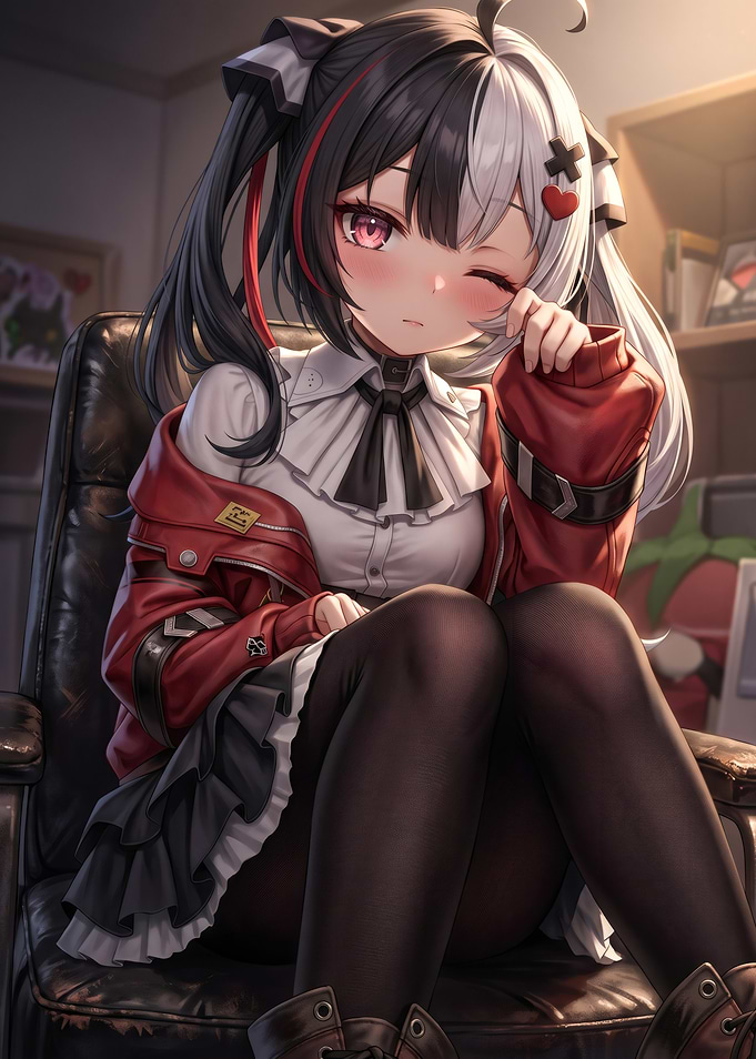 Anime Girl with Split Hair