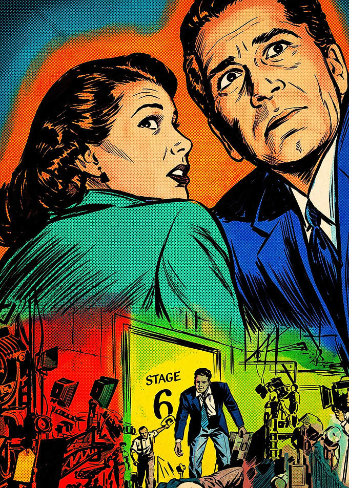 Vintage Comic Book Movie Set Scene