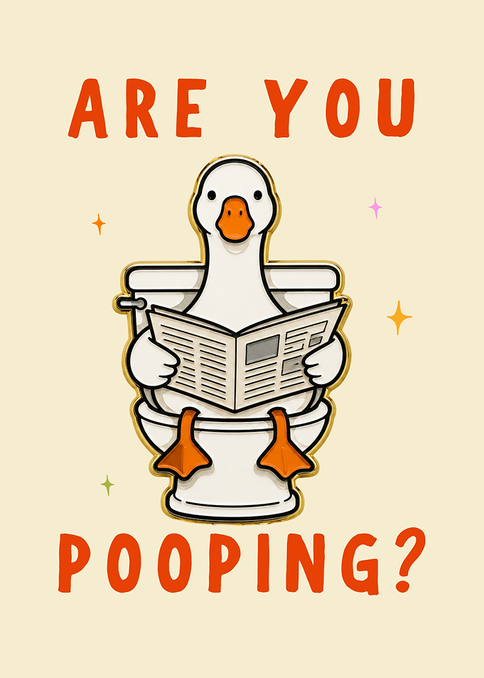 Funny Goose Reading on Toilet
