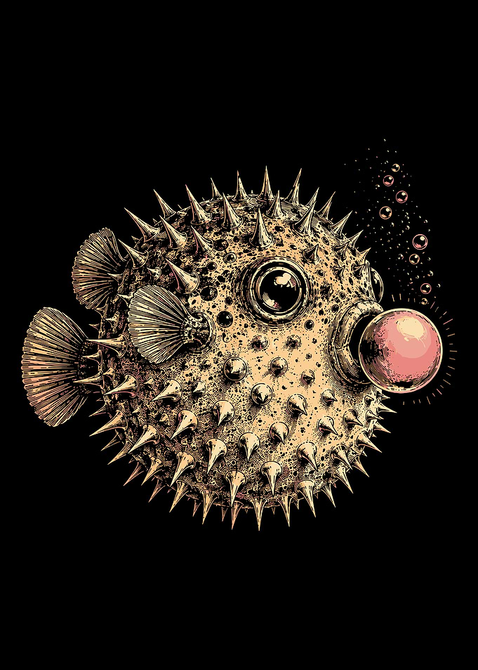 Pufferfish Blowing a Bubblegum Bubble