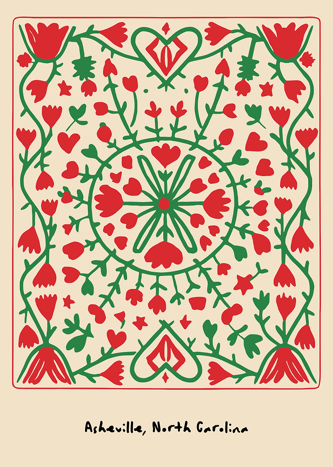 Asheville North Carolina Floral Folk Art