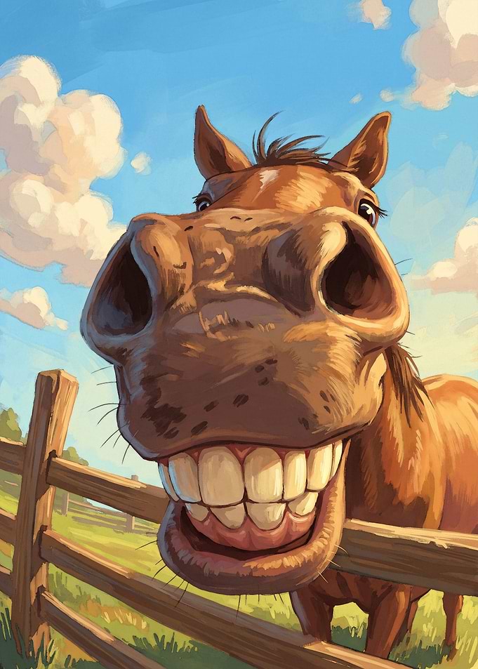 Funny Smiling Horse Portrait