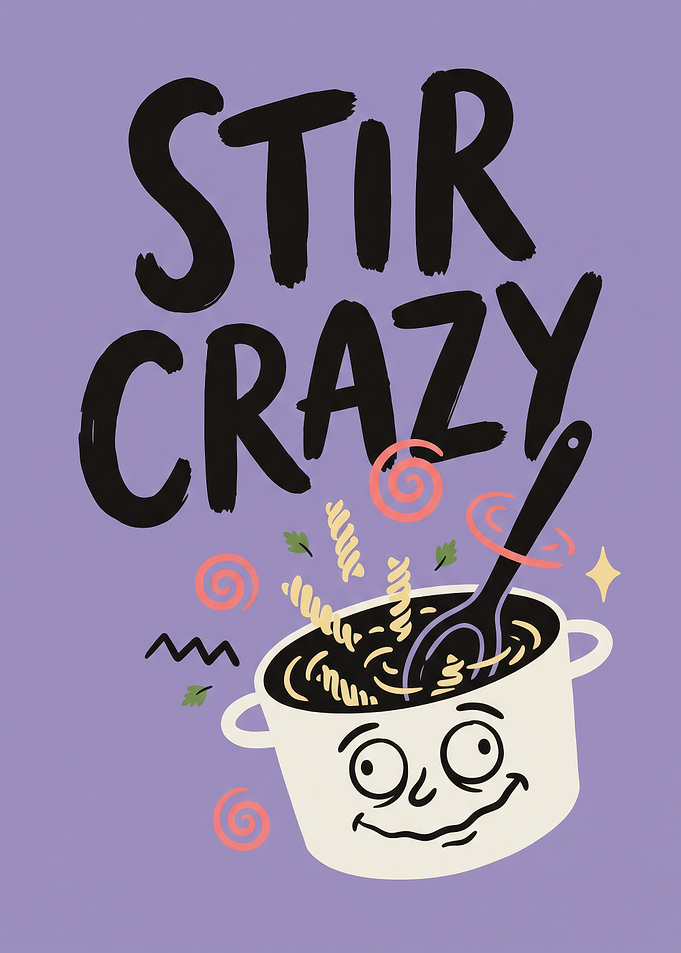 Stir Crazy Pasta Pot Illustration