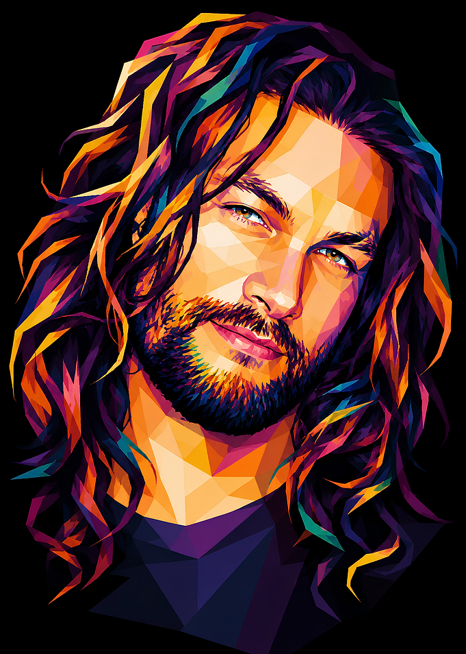 Jason Momoa Low Poly Portrait