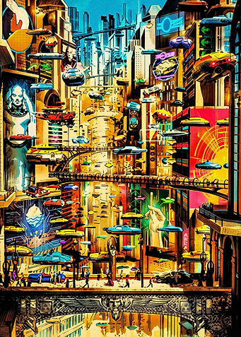 Futuristic Cyberpunk Cityscape Illustration