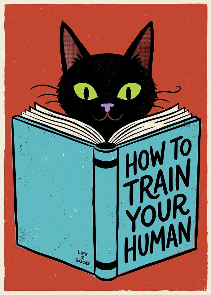 Black Cat Reading How To Train Your Human