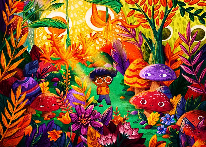 Child Exploring a Magical Forest