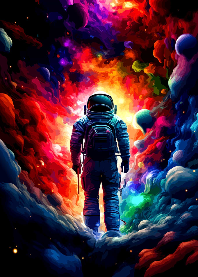 Astronaut in a Vibrant Nebula