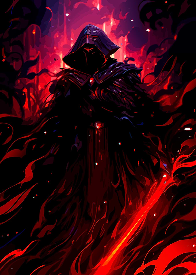Dark Hooded Figure with Red Aura