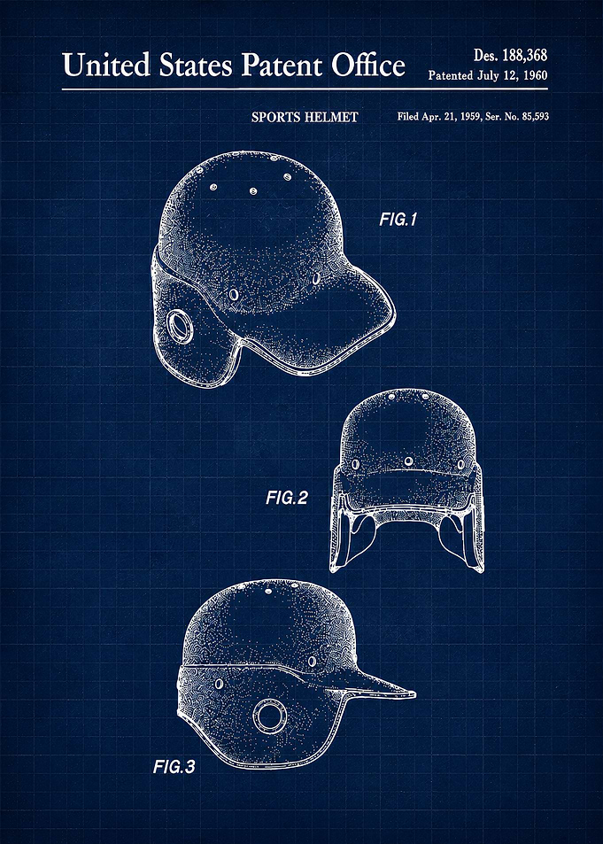 Vintage Sports Helmet Patent Blueprint