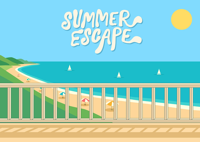 Summer Escape Beach View Illustration