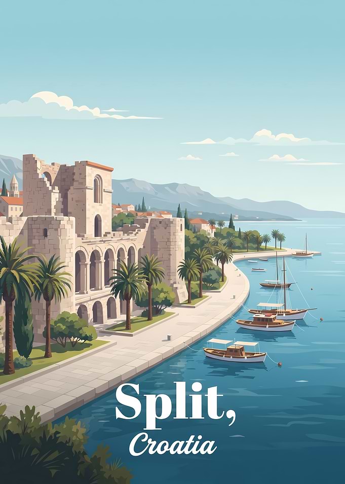 Split, Croatia Travel Poster