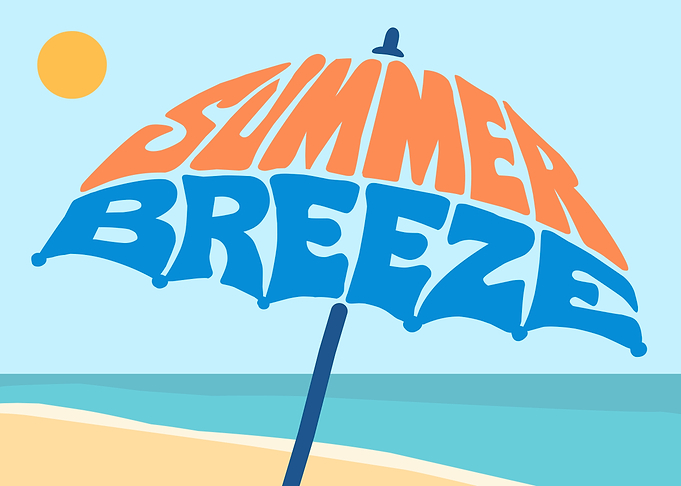 Summer Breeze Beach Umbrella Typography