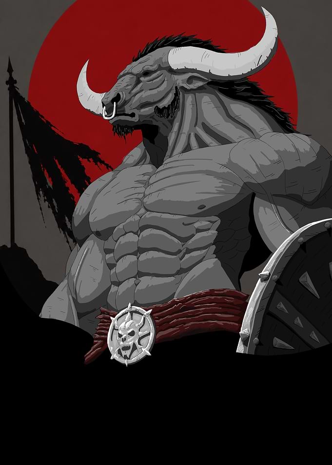 Bull Warrior Fantasy Illustration
